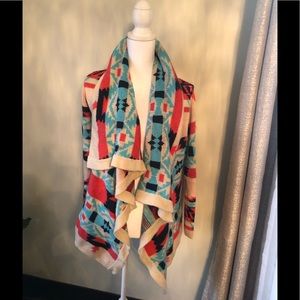 Cute Cozy Pink, Teal & Cream‎ Flowy Sweater